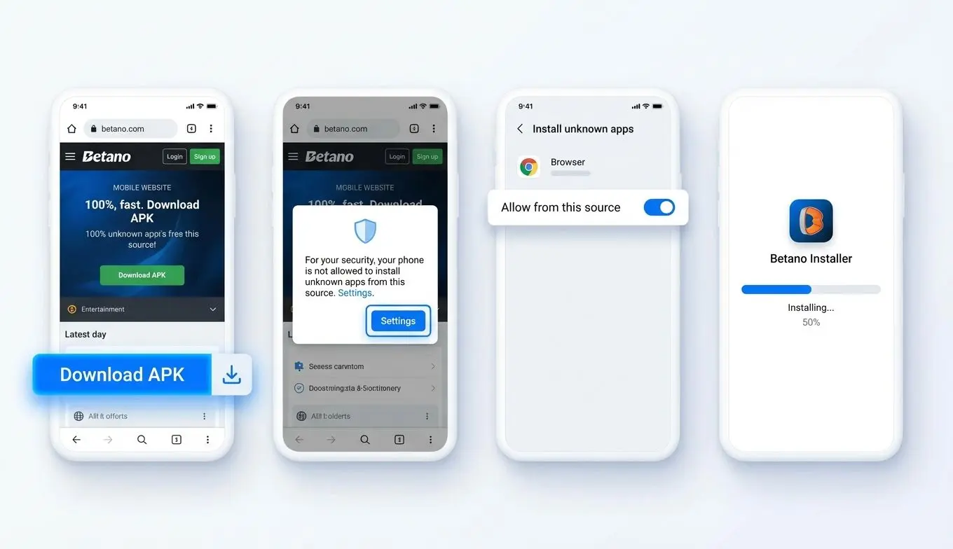 Pasos para descargar e instalar Aviator Betano en Android.