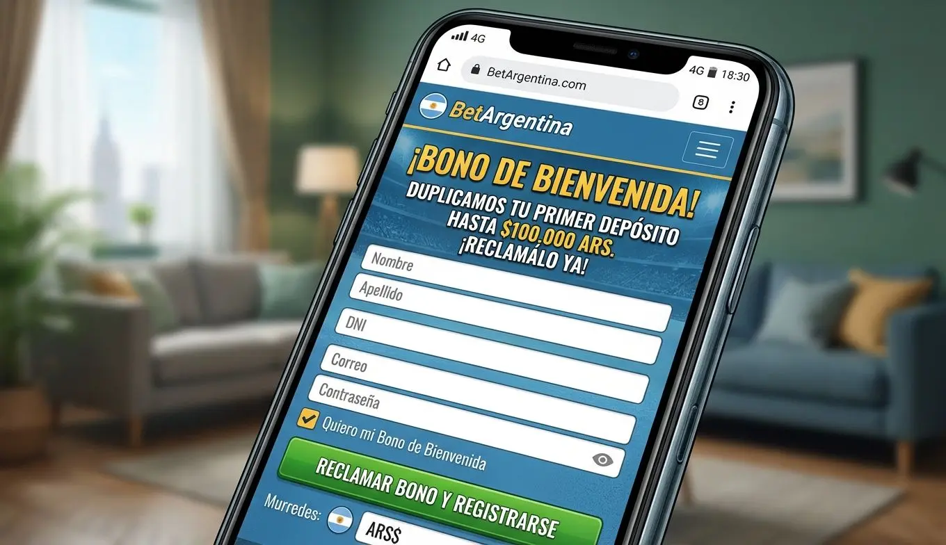 Usuario argentino solicitando bono de bienvenida en sitio de apuestas