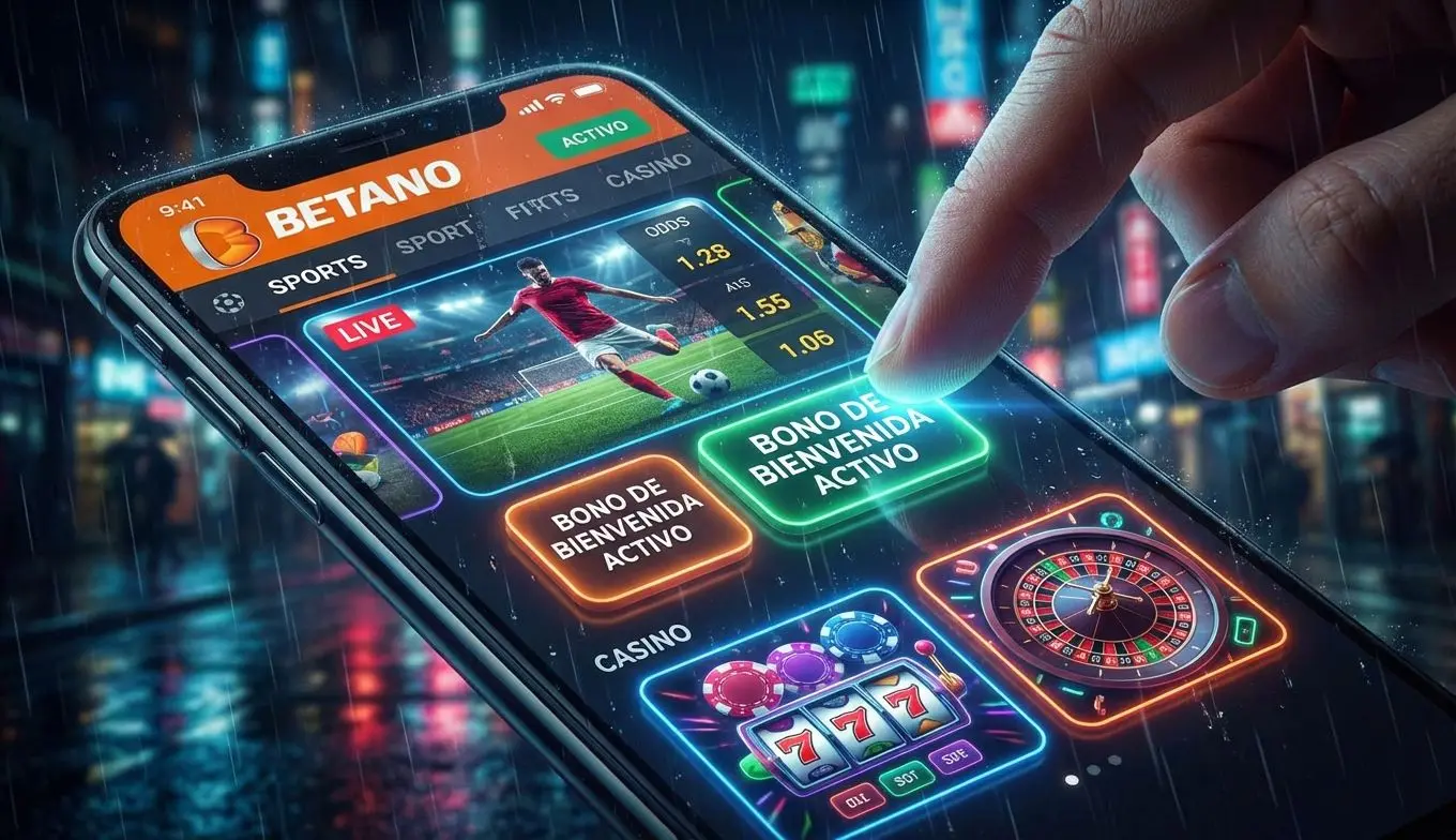 App de Betano mostrando la activación del bono de bienvenida en Argentina