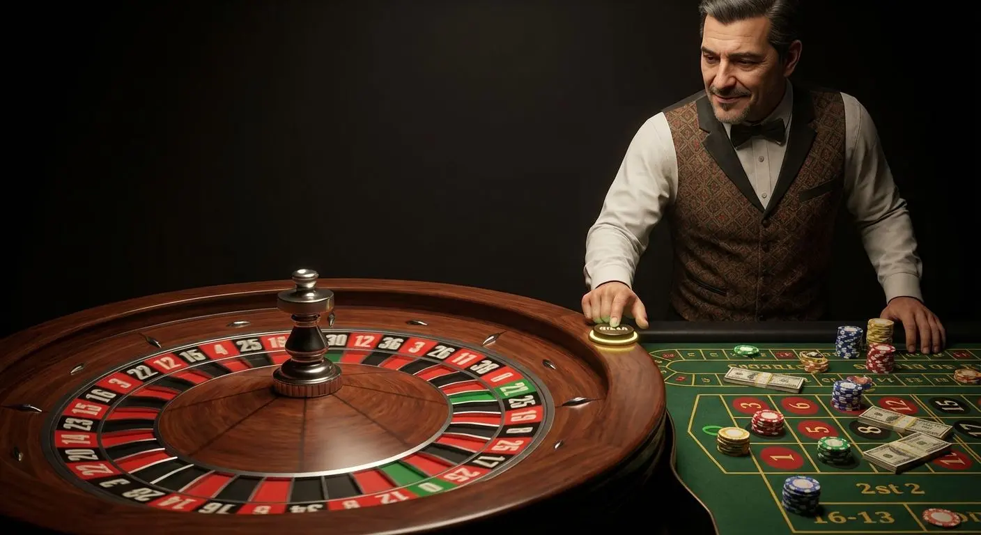Ruleta en un casino en vivo con crupier argentino y fichas