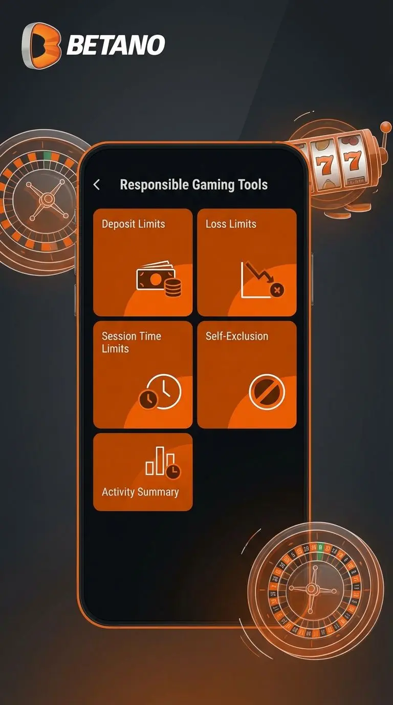 Herramientas de gestión de banca y juegos responsables en app Betano Argentina