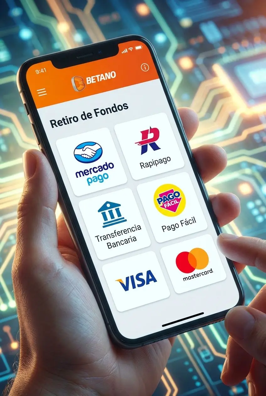 Pantalla de retiro de fondos Betano app en Argentina mostrando opciones disponibles.