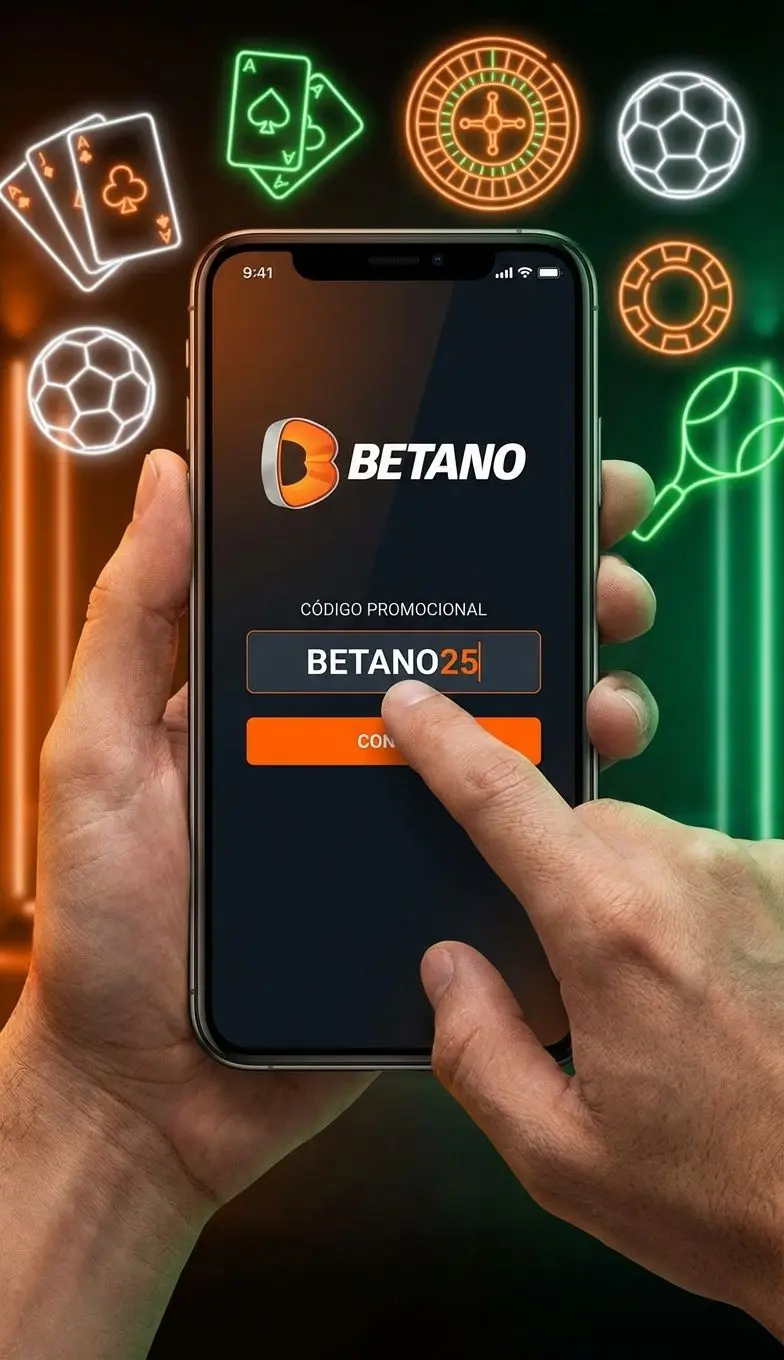 Usuario ingresando código promocional en la app de Betano en su móvil