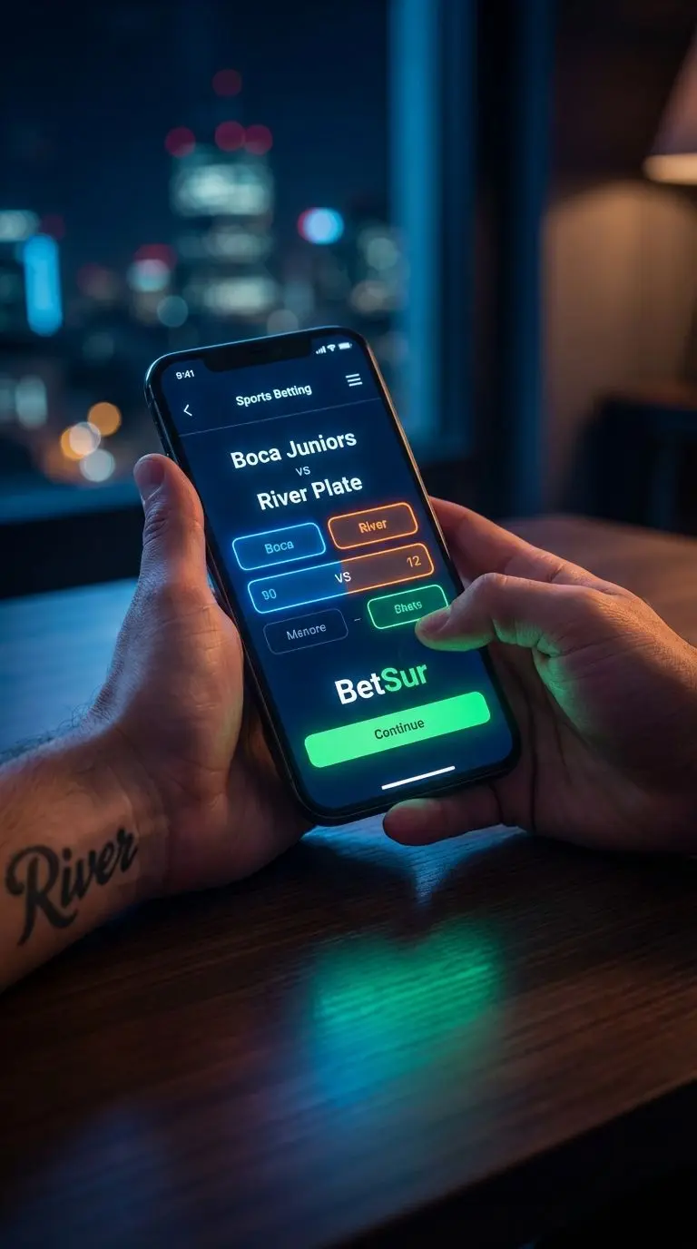 Usuario argentino utilizando la aplicaci&oacute;n Betano en m&oacute;vil para apuestas deportivas.