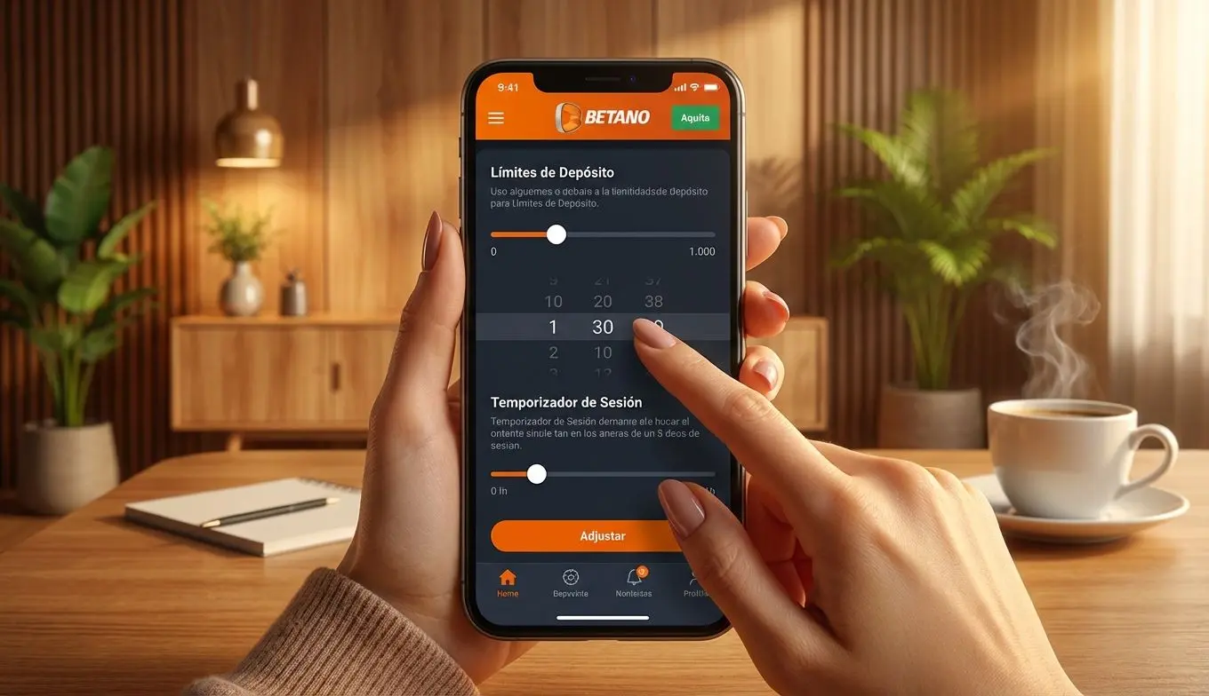 Ajustando límites de juego responsable en la app de Betano desde un smartphone