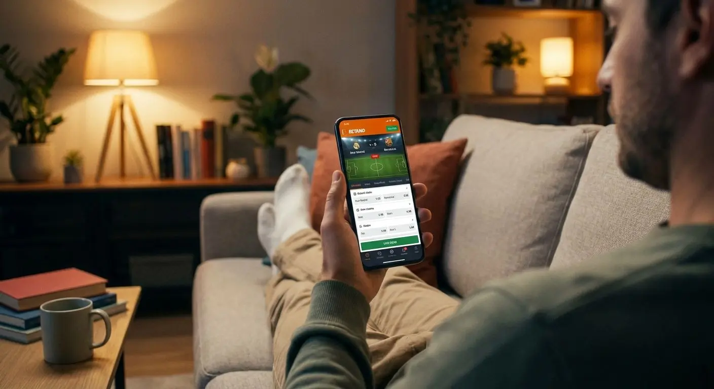 Usuario realizando una apuesta en vivo desde la app de Betano