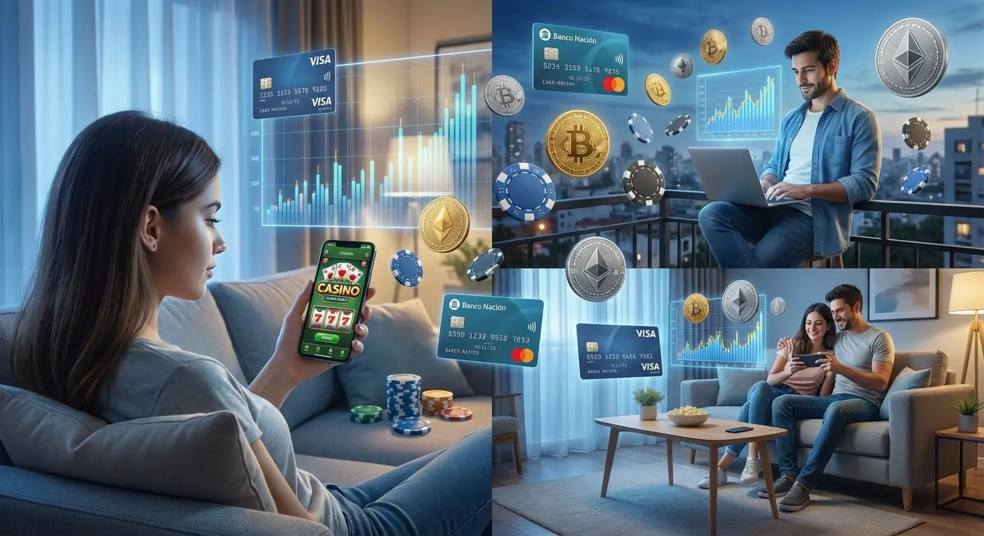 Usuarios argentinos gestionando depósitos y retiros en casinos online