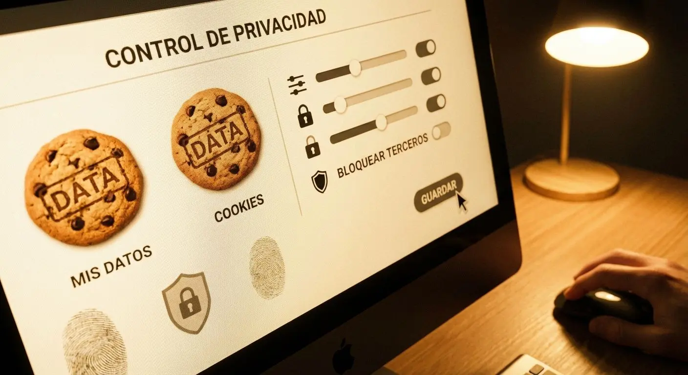 Imagen que representa cookies digitales y opciones de privacidad en un sitio de apuestas.