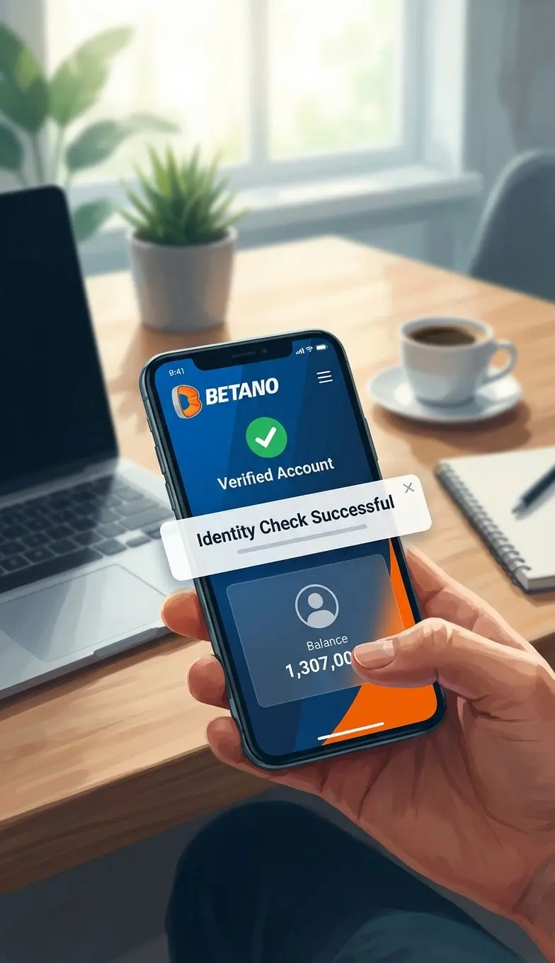 Notificación de cuenta verificada en Betano mostrada en smartphone.